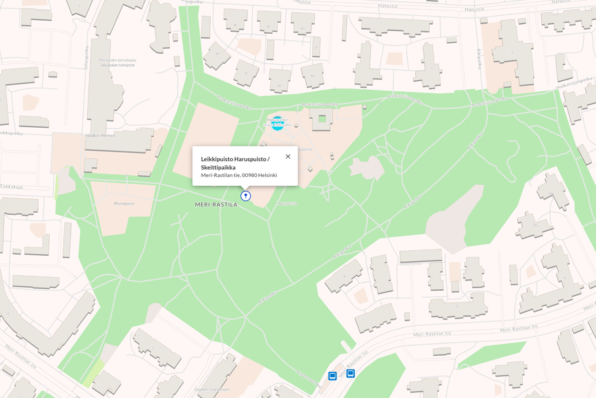 A map over Haruspuisto park.