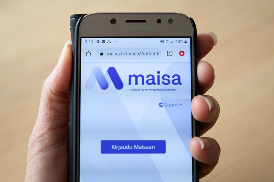 Maisan kirjautumisnäkymä puhelimen näytöllä.