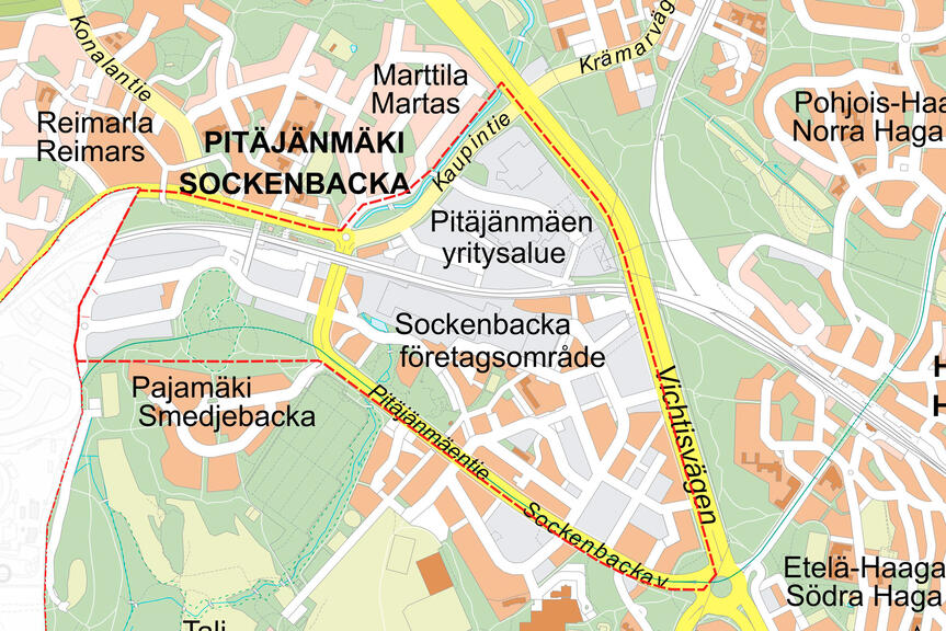 Suunnittelualue kartalla.