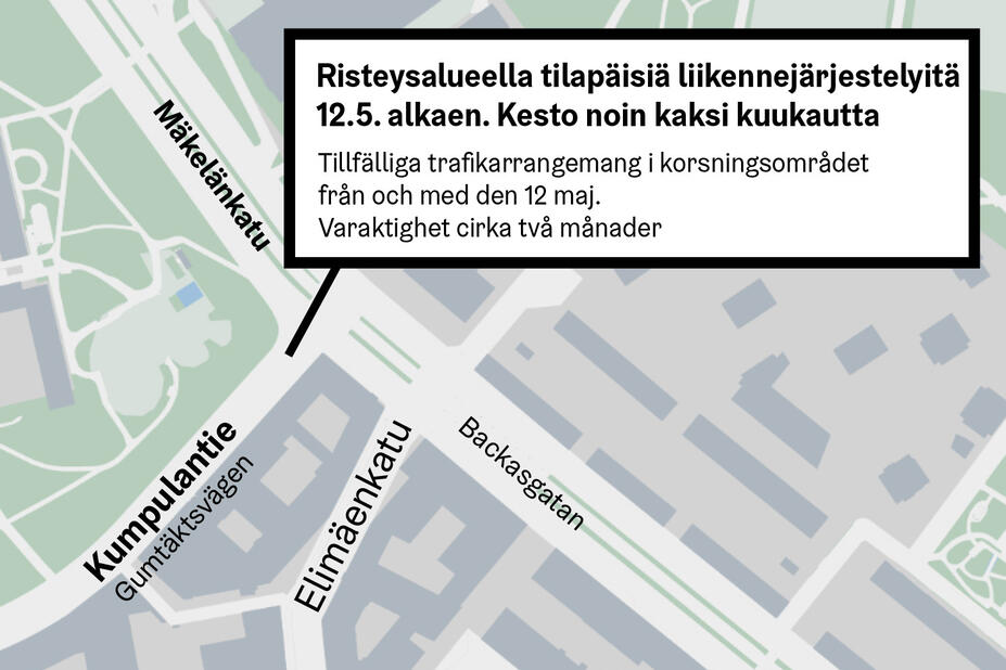 Liikennejärjestelyt Kumpulantien ja Mäkelänkadun risteysalueella