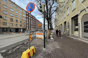 Runeberginkadun työmaa.