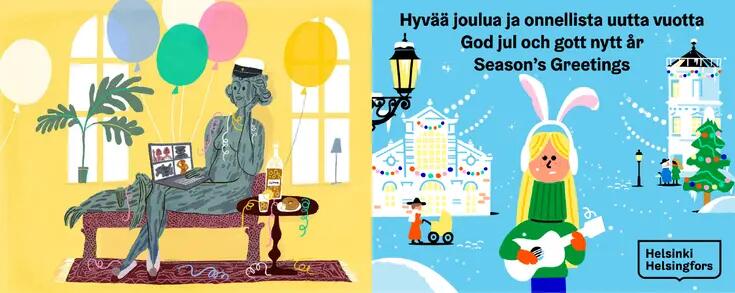 Kuvitus Mantasta ja jouluaiheinen kuvitus. 