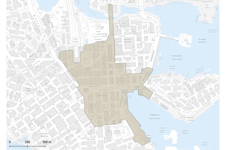Suunnittelualue kattaa Kluuvin ja Kaartinkaupungin kaupunginosat.